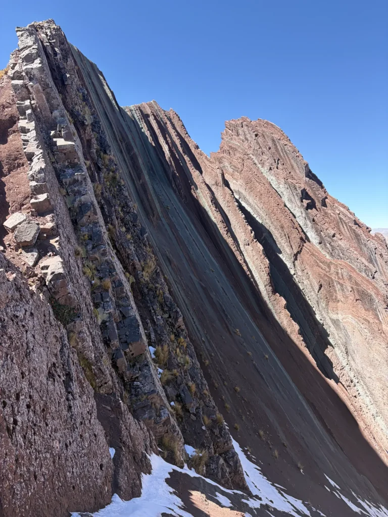 Tilted rocky crests of Pallay Punchu